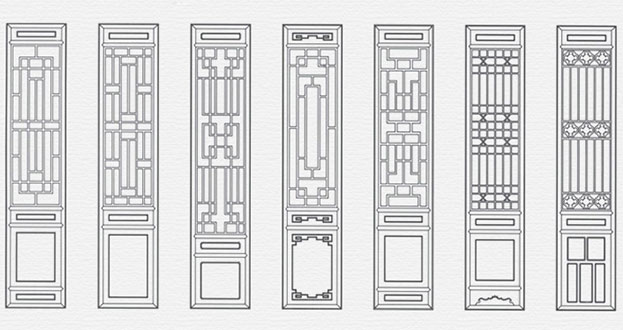 任县常用中式仿古花窗图案隔断设计图