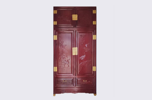 任县高端中式家居装修深红色纯实木衣柜